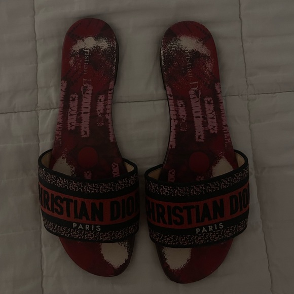 CHRISTIAN DIOR - Canvas Tie Dye Embroidered Dway Slide Sandal - Picture 2 of 3